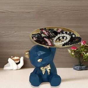 Polyresin Blue Bear shaped Serving Platter, Decorative Gift Tray for Parties,cakes,and Desserts