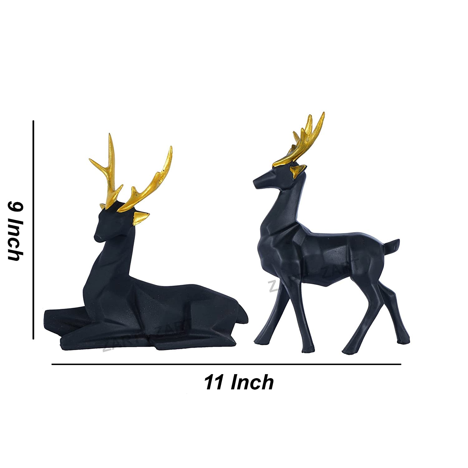 Resin Black Deer ,Showpiece for Home & Office Decor Set of 2 Different Size