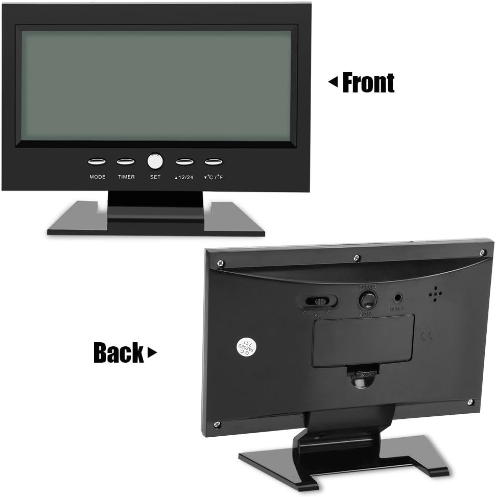 Electric Alarm Clock, LCD Display Digital Smart Nightlight Sound Sensor Table Desk Alarm Clock