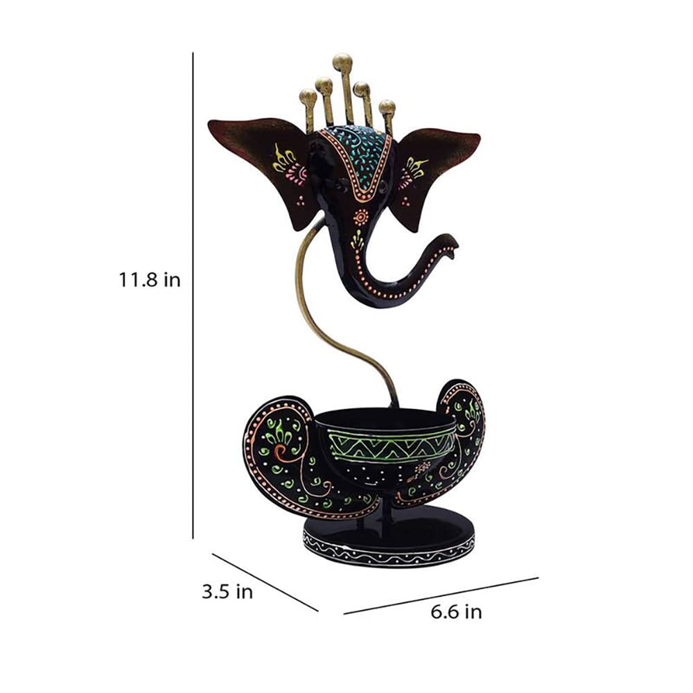 Decorative Showpiece Metal Lord Ganesh Statue Ganpati Diya Idol for Home Office and Gifts Decor corporate Gifts