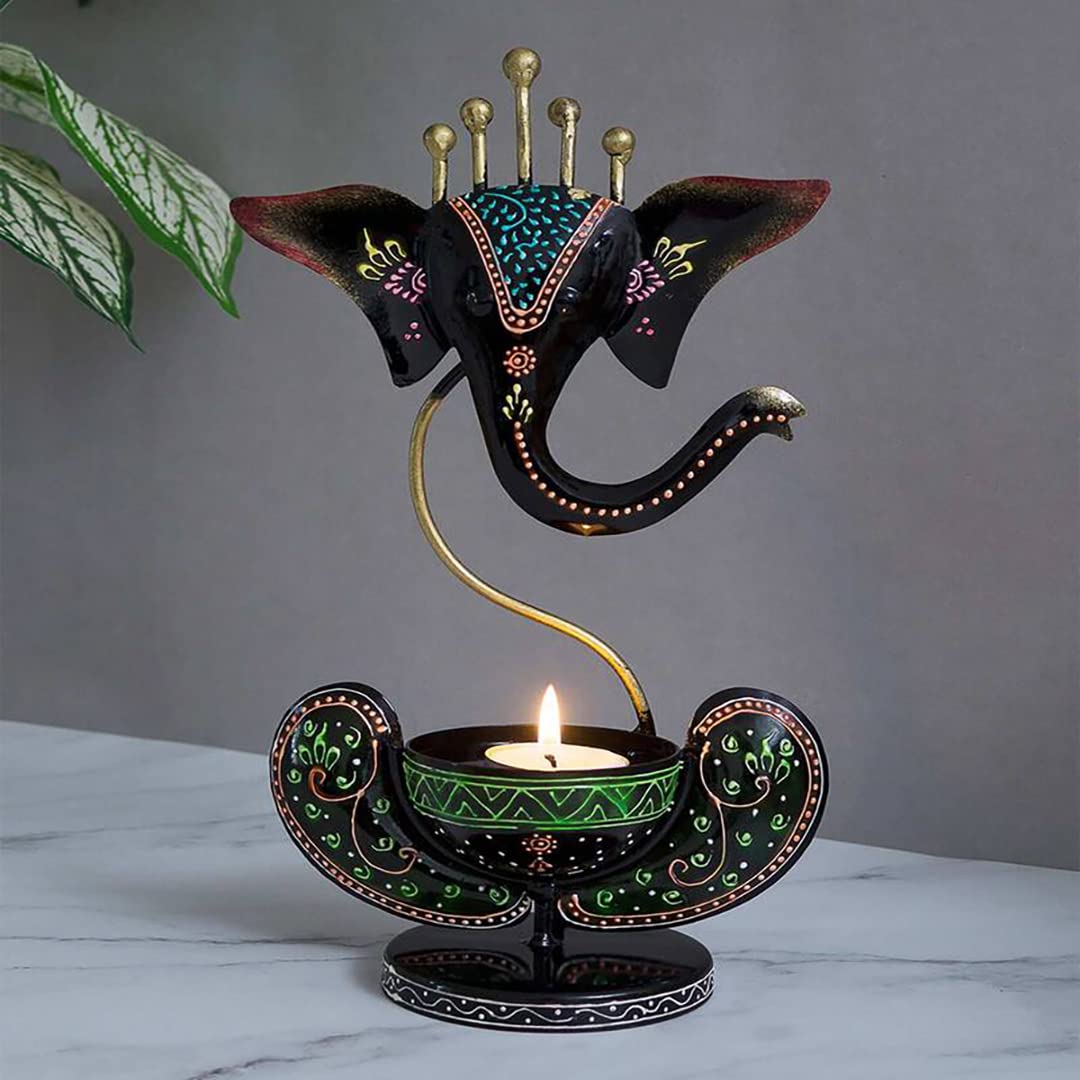 Decorative Showpiece Metal Lord Ganesh Statue Ganpati Diya Idol for Home Office and Gifts Decor corporate Gifts