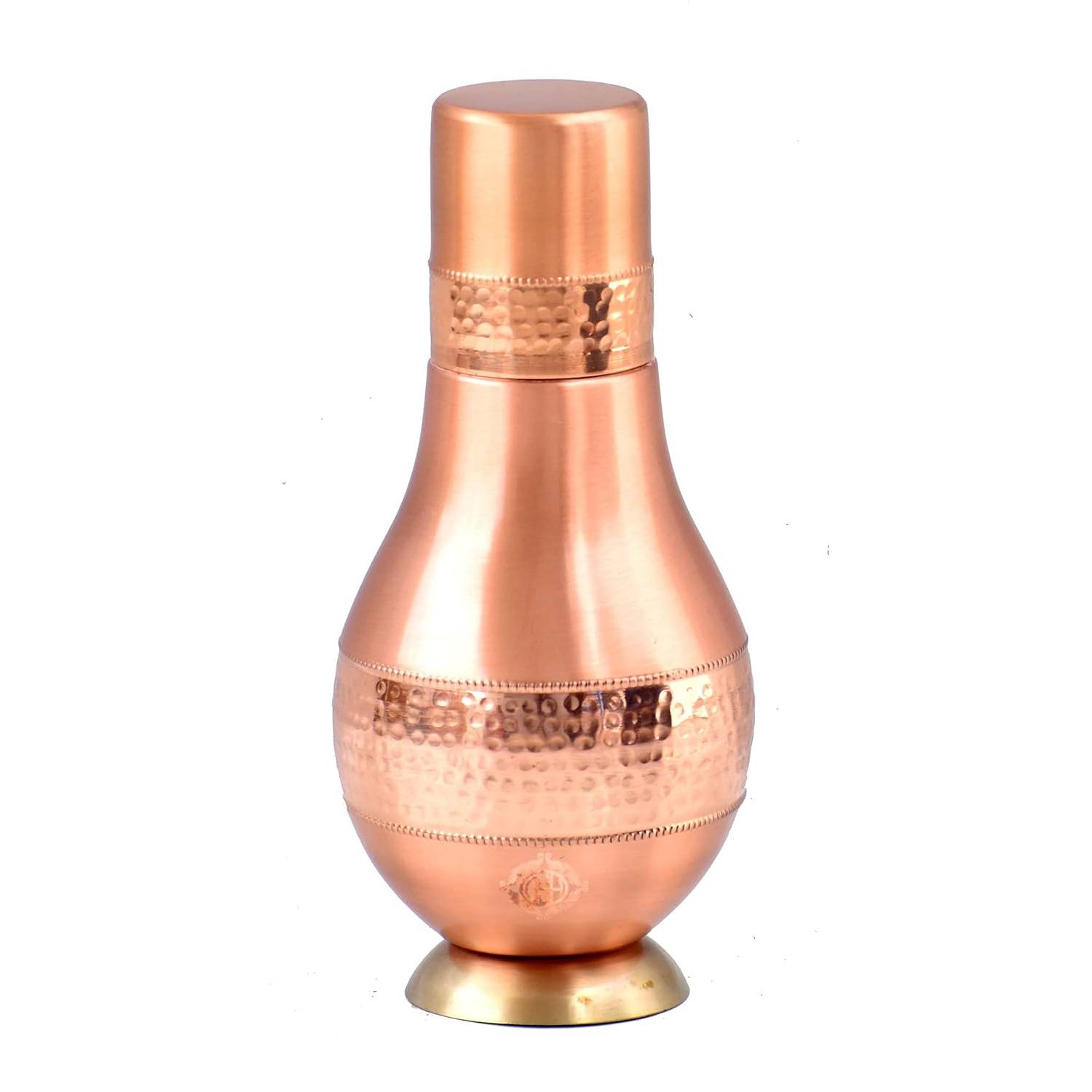 Pure Copper Beside Bottle Hammered Degine With Inbuilt Glass Water Storage Purpose