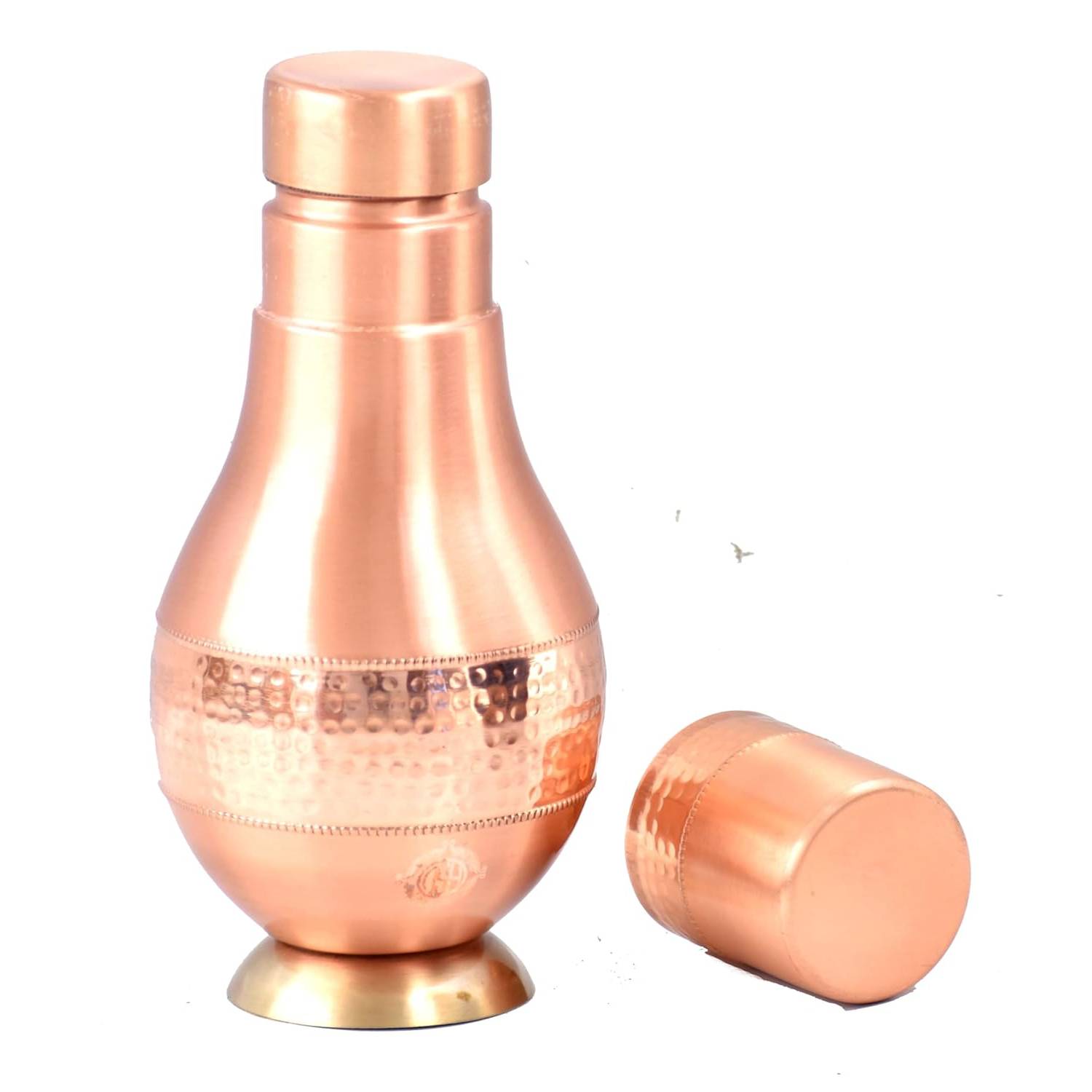 Pure Copper Beside Bottle Hammered Degine With Inbuilt Glass Water Storage Purpose