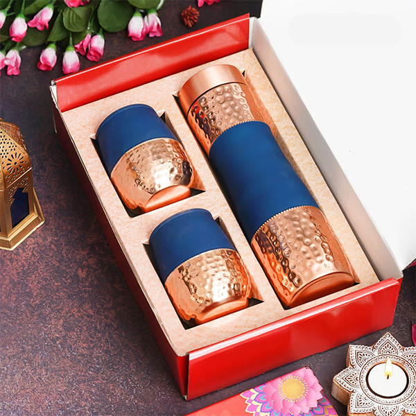 Elegant Velvet Copper Bottle Gift Set