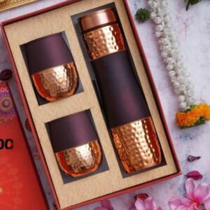 Copper n Velvet Water Bottle With Two Silky Velvet Copper Glass