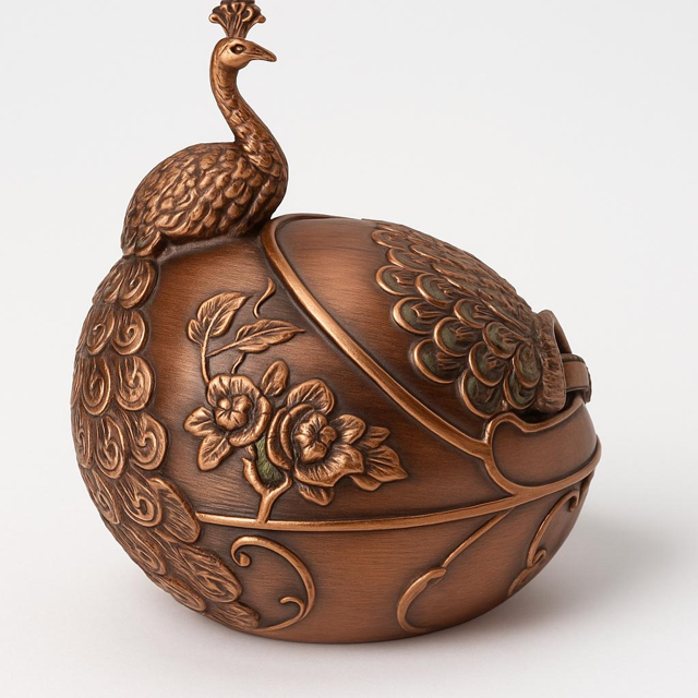 Antique Peacock Decorative Box & Ashtray – Dual Purpose Showpiece