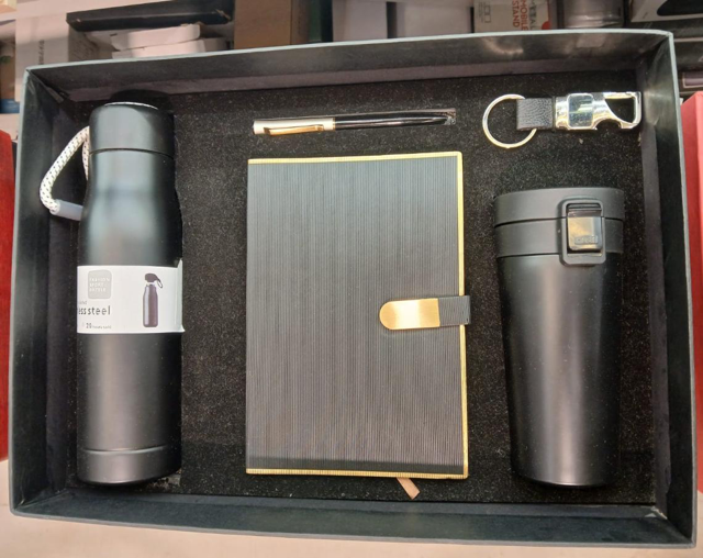 Deluxe Executive Gift Set – 5 in 1 (Notebook, Pen, Keychain, Coffee Mug & Steel Bottle)