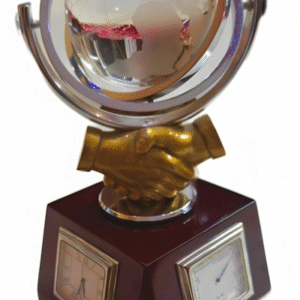 Crystal Globe Trophy with Clock, Thermometer & Hygrometer