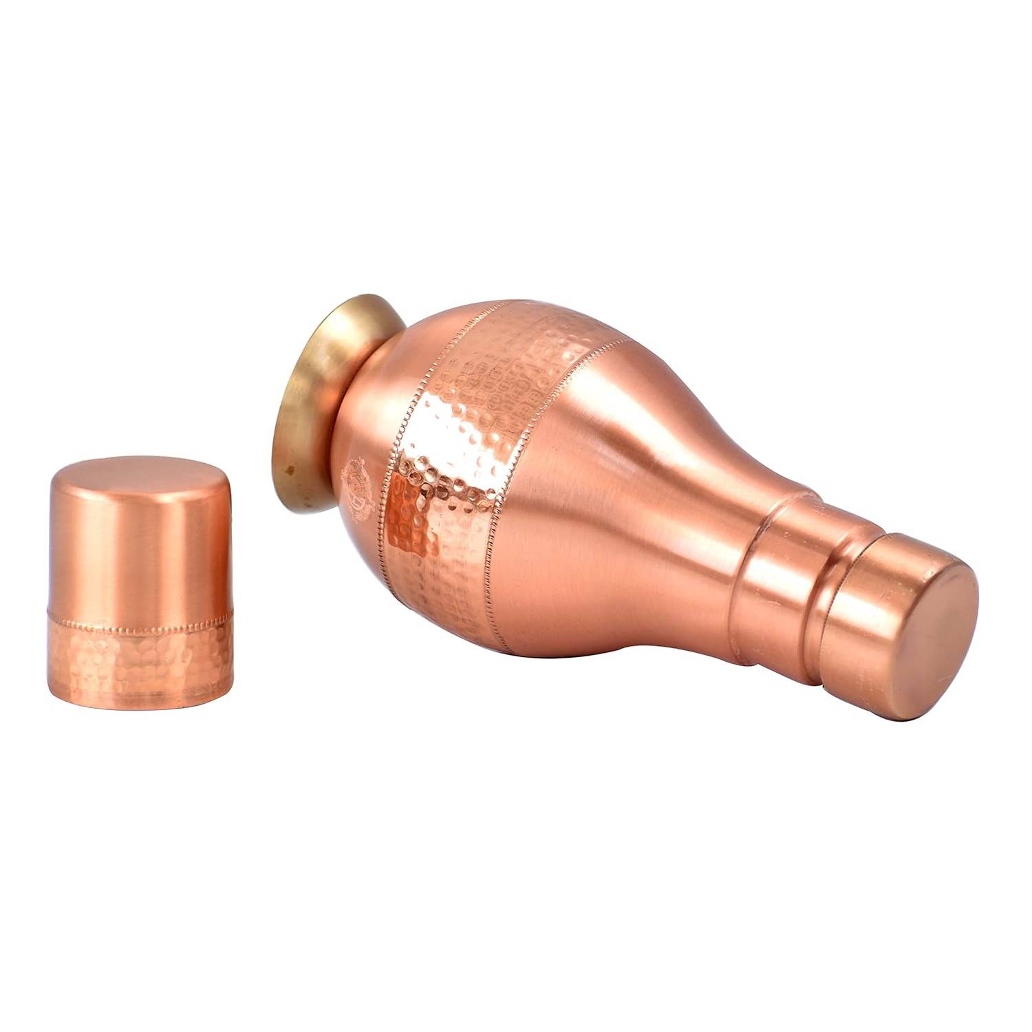Pure Copper Beside Bottle Hammered Degine With Inbuilt Glass Water Storage Purpose